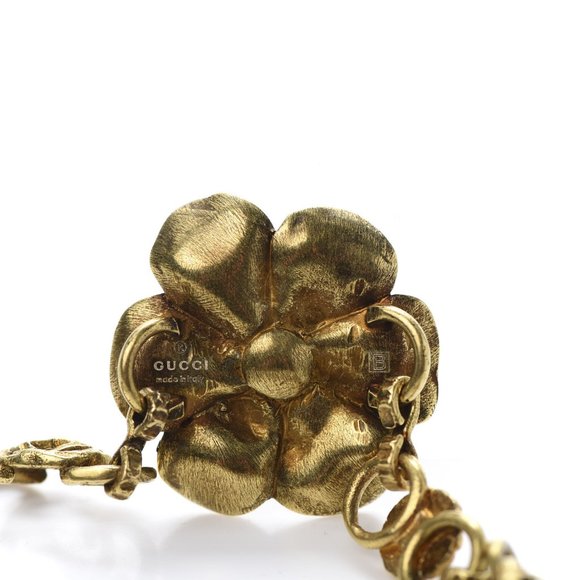 Gucci Metal Floral Bracelet in Aged Gold NEW IN BOX - Picture 4 of 8